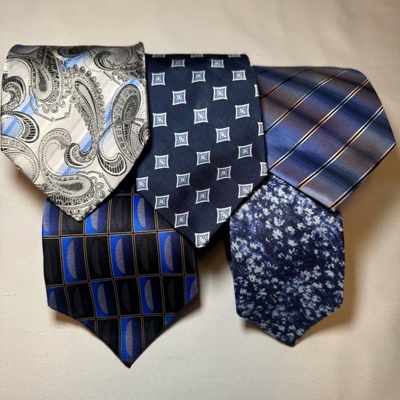 Jos. A. Bank and more Blue and Gray Silk and Linen Tie Collection Set of 5 ties - Picture 13 of 14